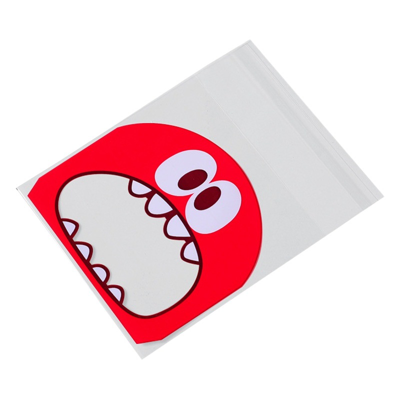 100 Selección de 3 colores foodie pequeño monstruo lindo bolsa autoadhesiva bolsa de embalaje de regalo bolsa de embalaje de galletas 7cm