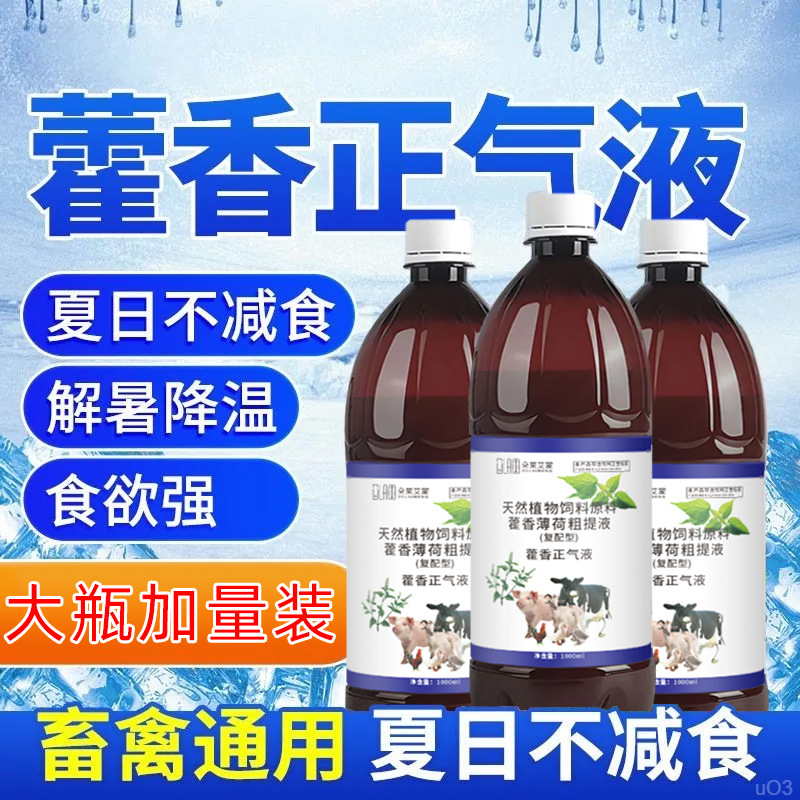 藿香正气液鸡鸭鹅解暑降温兽用畜禽猪牛羊防中暑抗热应激养殖专用