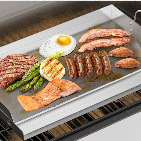 Accesorios de horno de parrilla de acero inoxidable Placa de parrilla con mango de tanque de aceite Parrilla de carbón de gas a prueba de salpicaduras fácil de limpiar image 3