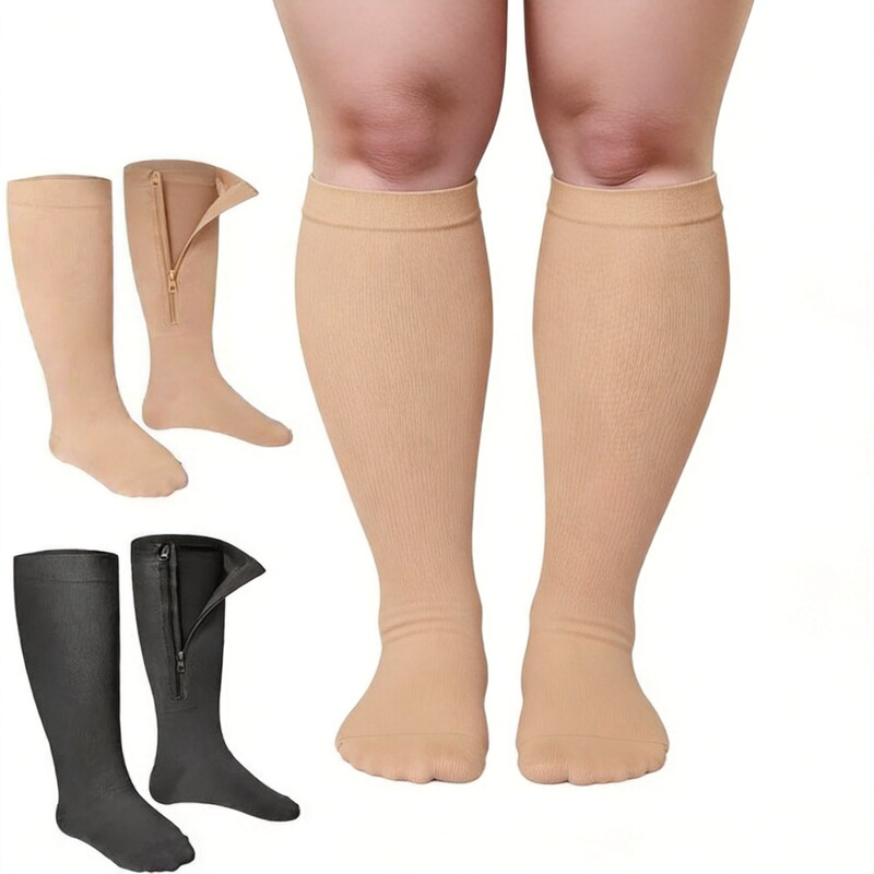 Cross-Border Plus-Size Zippered Compression Socks for Overweight Individuals, Sports Compression Socks for Fitness and Cycling Cross-Border Plus-Size Zippered Compression Socks for Overweight Individuals, Sports Compression Socks for Fitness and Cycling