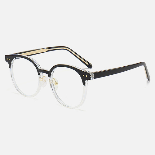 Stylish Korean-style retro TR90 plug-in lens men's and women's round frame glasses with anti-blue light protection, suitable for myopia correction