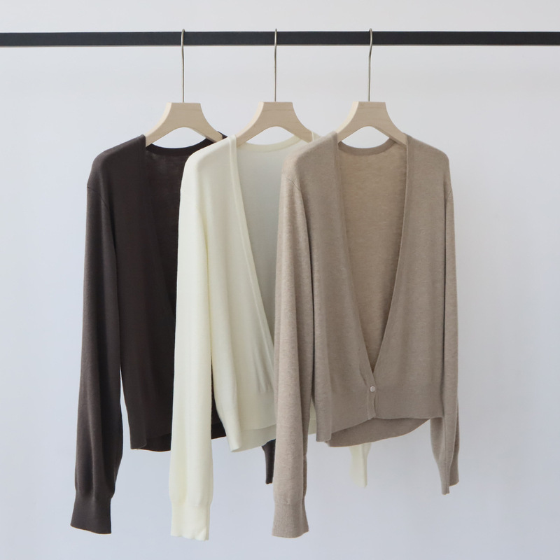 Early Autumn New High-End Wool Blend Knit Cardigan with a Small Shawl Design, Single-Button Women's Jacket