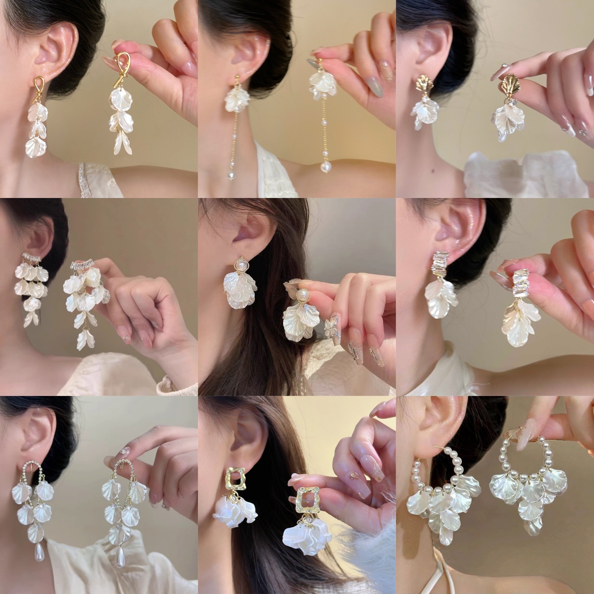 French Pearl White Flower Tassel Long Earrings for Women Without Pierced Ears Mosquito Coil Ear Clip Niche Design Earrings