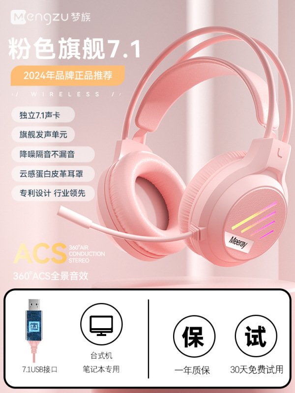 M1 コンピュータヘッドセットヘッドマウント有線 e スポーツゲームヘッドセット USB デスクトップノートブックマイク付き女性|undefined