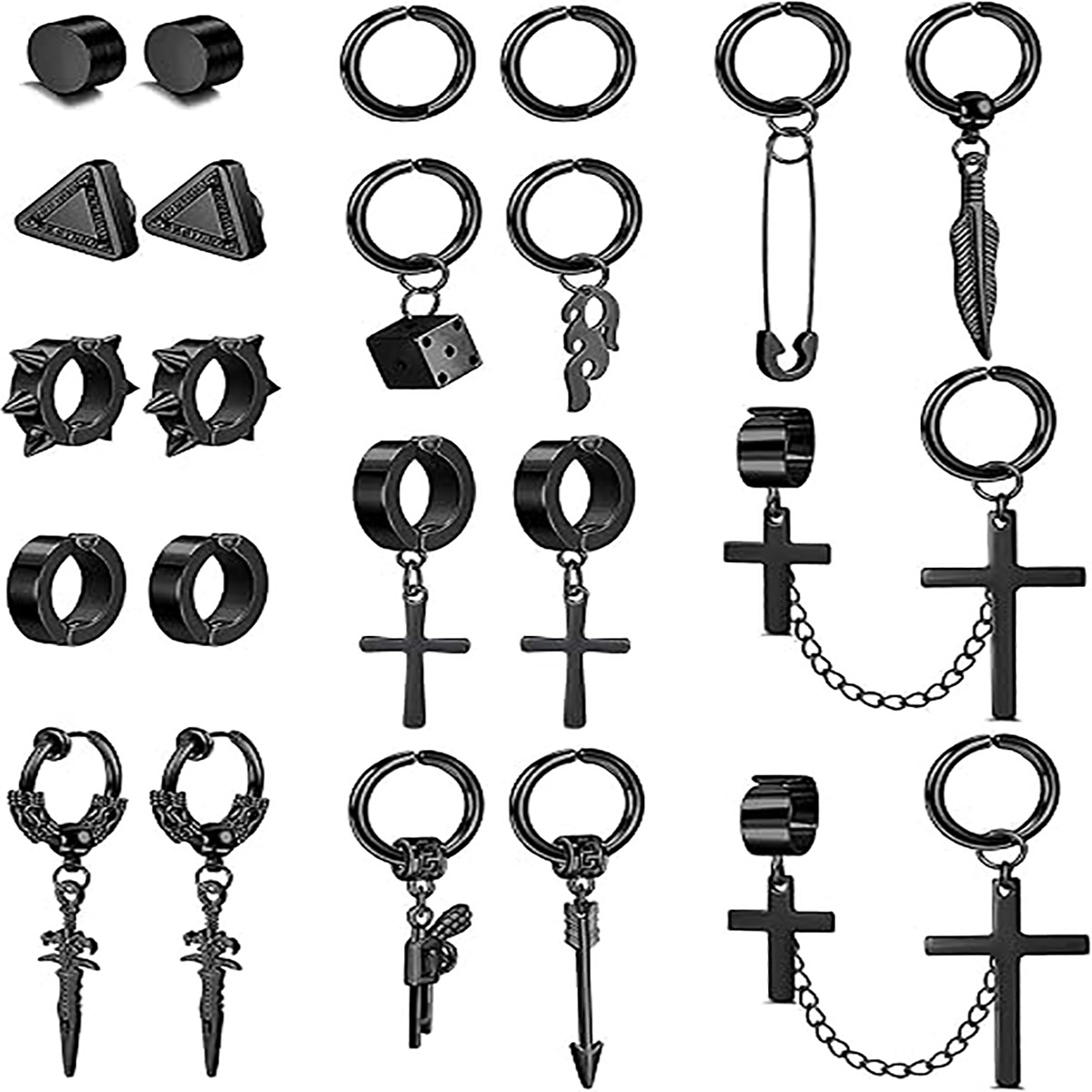 时尚潮流无耳洞耳夹龙纹耳夹吊剑流苏耳夹扣挂十字磁铁耳夹混装套