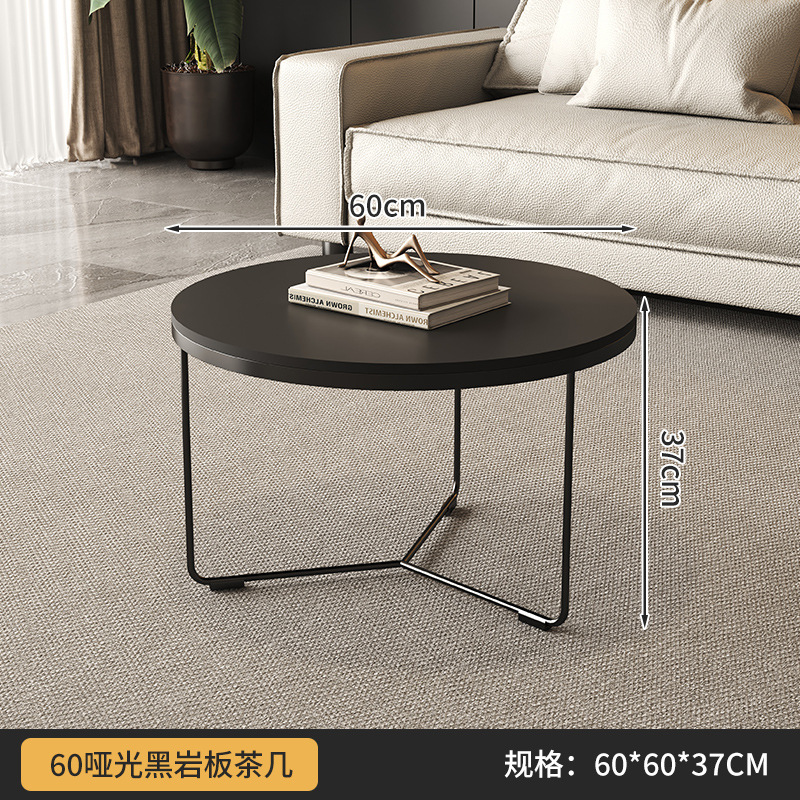 퓨어 블랙 슬레이트 커피 테이블(직경 60 높이 37)