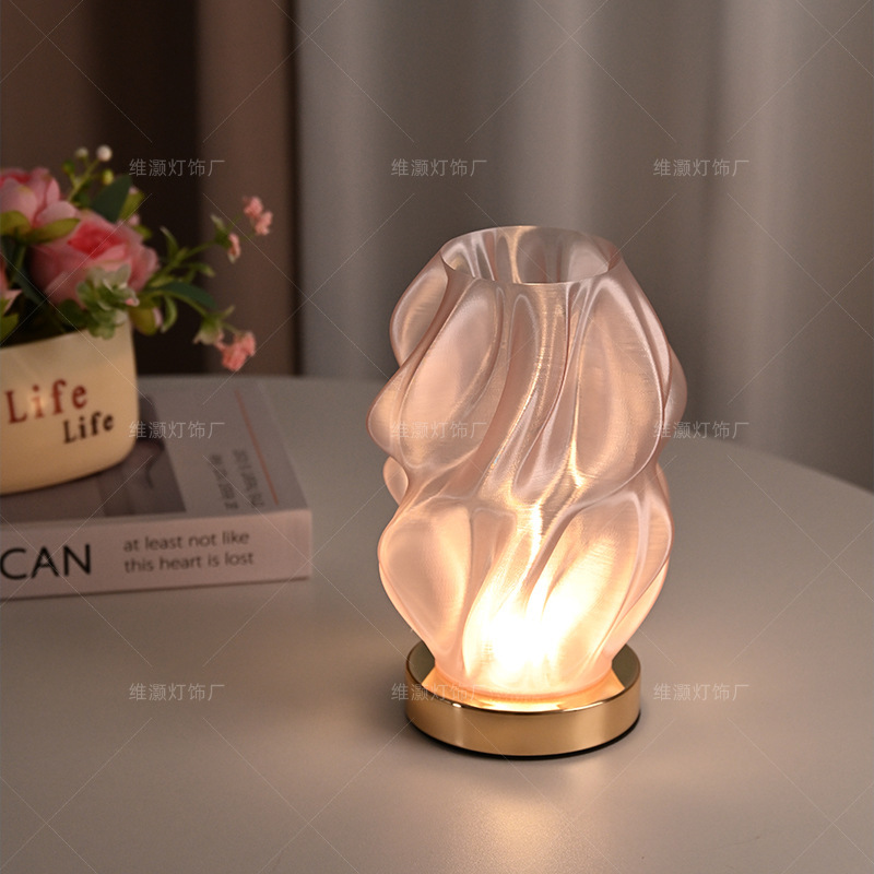 3D Printed Decorative Table Lamp with High Aesthetic Value, Creative Design, Table-Side Vase Lamp for Dried Flowers, Bedroom Bedside High-End Ambiance Night Light
