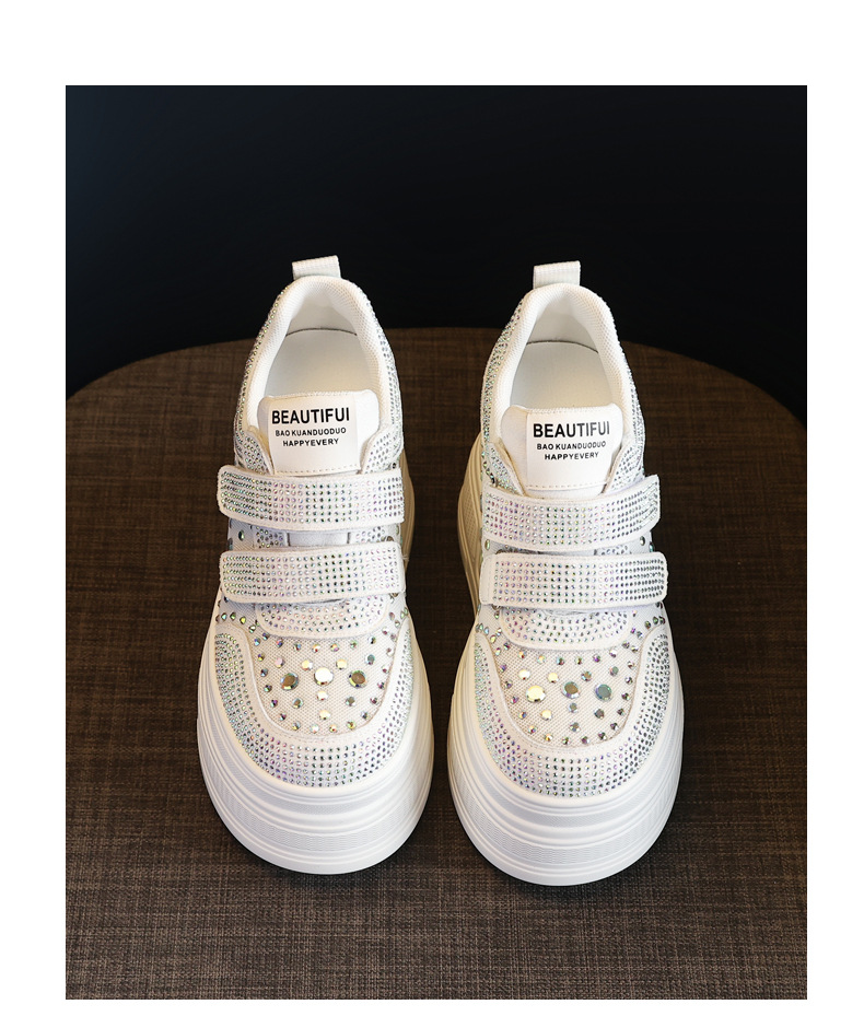 Giày sneaker nữ đế dày mặt lưới đính đá trắng — Màu đen chi tiết 19
