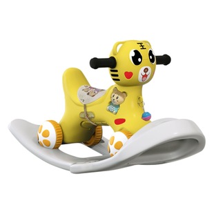 Trojan horse children rocking horse two-in-one detachable dual-purpose scooter rocking chair plastic toy car with music lights