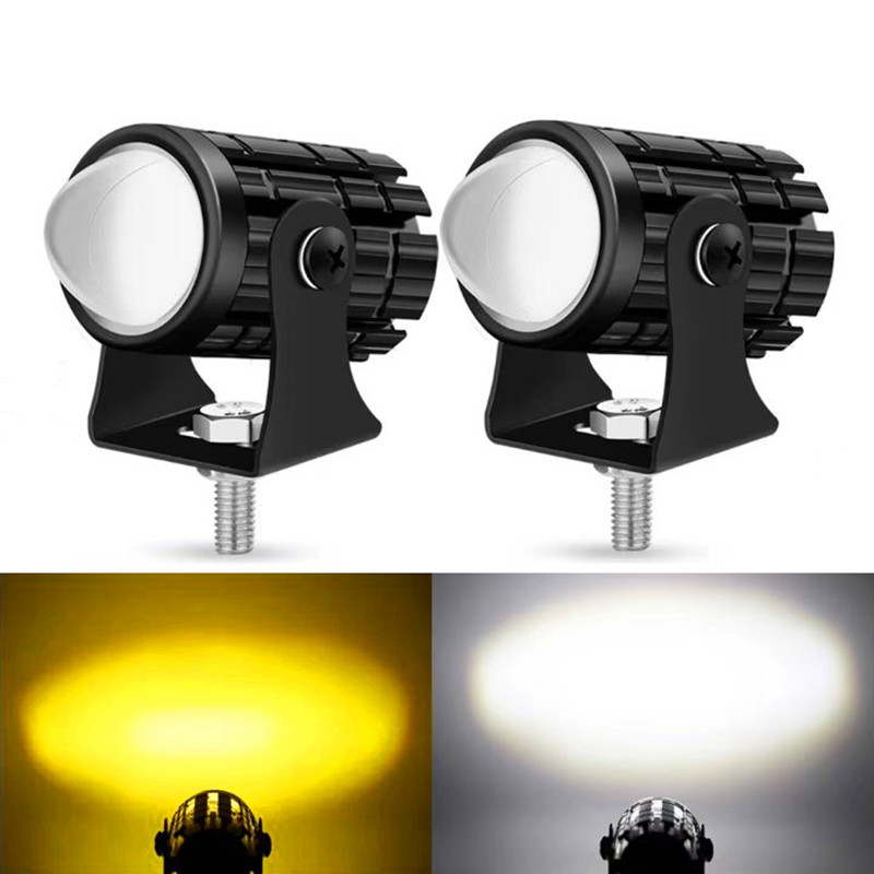 lámpara de motocicleta LED a prueba de agua cañón de acero bicolor vehículo eléctrico motorcycle foco lámpara de niebla reforma lámpara de automóvil transfronteriza