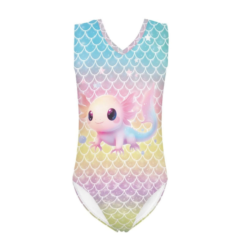 Cross-Border Cute Cartoon Animal Pattern Children's One-Piece Swimsuit V-Neck Tank Top Swimsuit Direct Sales from the Manufacturer, Minimum Order One Piece