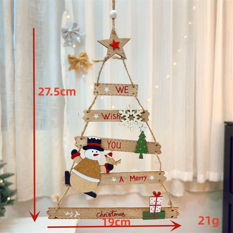 クロスボーダークリスマス木製装飾看板 クリスマス英語文字 ドア壁掛け 三角形ペンダント DIY小道具|undefined