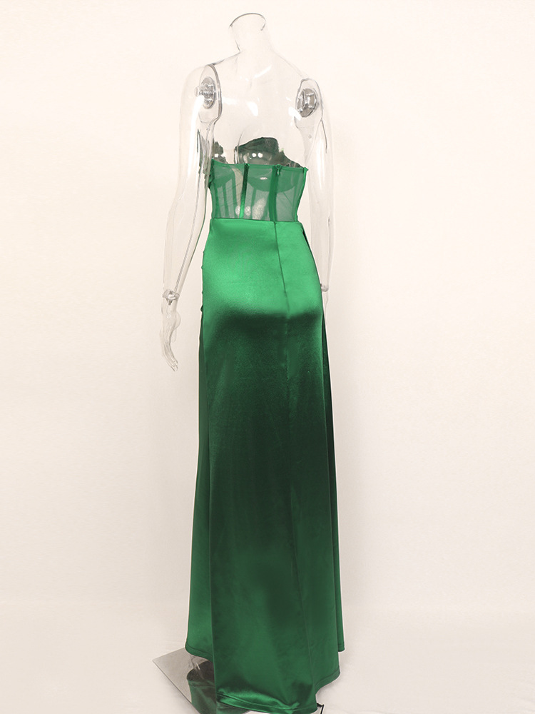 Party Dress Sexy Strapless Sleeveless Solid Color Maxi Long Dress Party display picture 8