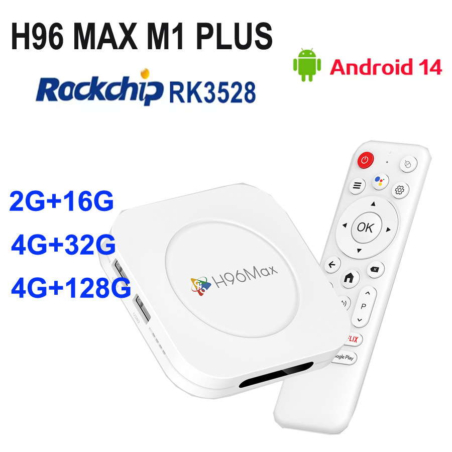 H96 MAX M1 PLUS RK3528 WIFI6 Android 14 Bluetooth 5.4 Set Top Box 16G 128G Box