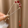 Red Chinese hairpin from pearl, hairpins, retro hair accessory, hairgrip, internet celebrity, flowered, simple and elegant design