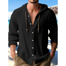 S 28032 Linen hooded men's shirt ������ñ���г������