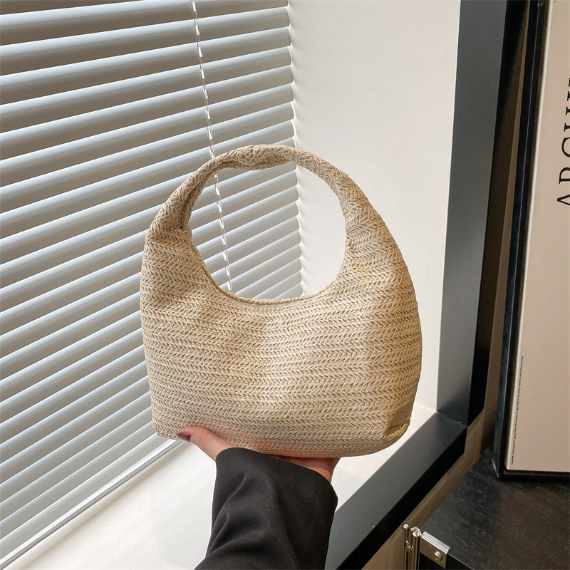 Bags for Women 2026 Autumn and Winter New Holiday Style Korean Style Chic Straw Handbag Crescent Clutch Bag Women's Bag Bags for Women 2026 Autumn and Winter New Holiday Style Korean Style Chic Straw Handbag Crescent Clutch Bag Women's Bag