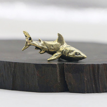 黄铜鲨鱼钥匙挂件 纯铜鲨鱼汽车钥匙扣配件 福气做旧工艺品