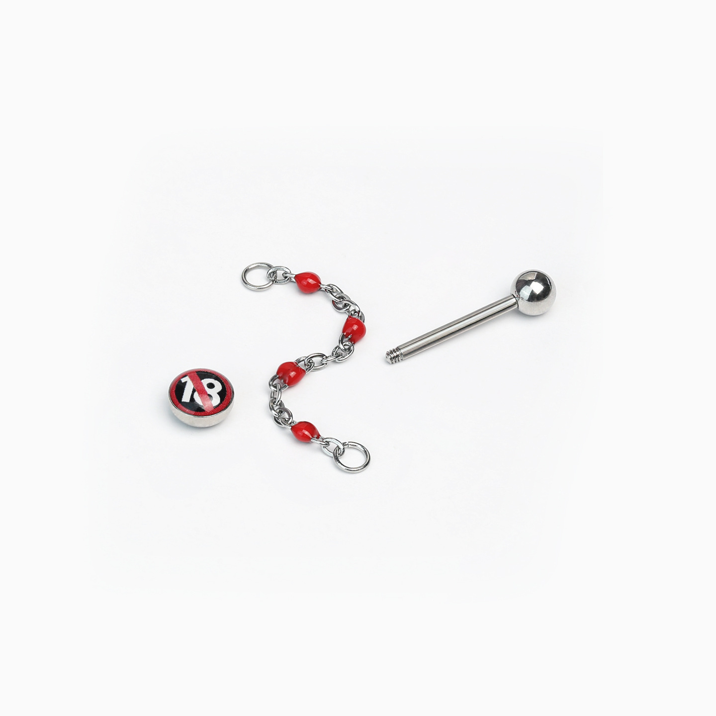 16G labret stud size and finish detail