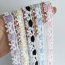 1.8CM新款彩色涤纶人工手穿丝带 纯棉线衣领口裙摆花边服装饰布料