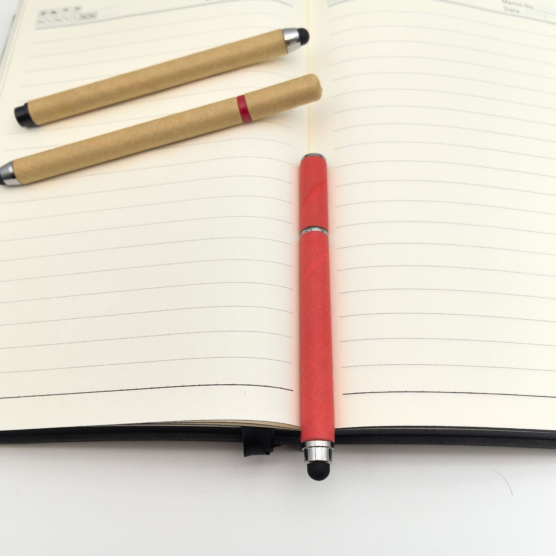 Fábrica directa de doble cabeza tubo de papel lápiz de pantalla táctil ambiental lápiz de bola kraft creativo publicidad al por mayor impresión personalizada