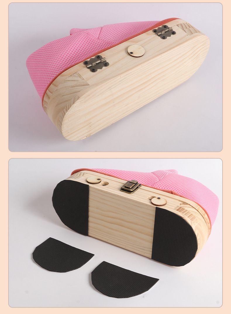Summer Breathable Moxibustion Shoe Open Flame Foot Warming Wood Frame with Anti Slip Pad 54 Moxa Cones details