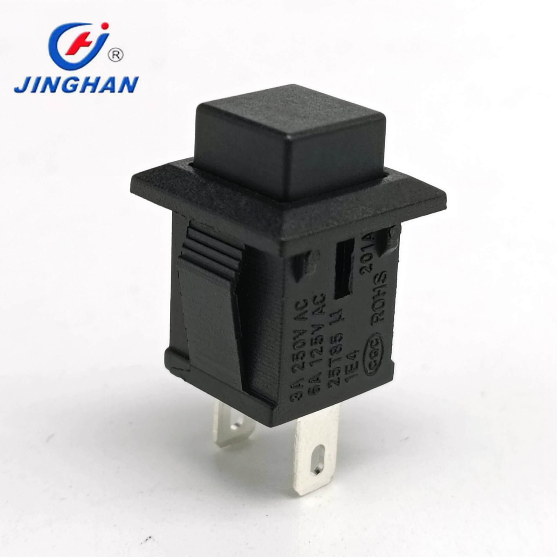 晶瀚 JINGHAN 2P2档方形复位开关 可带锁 方形按钮开关 KCD1-102A