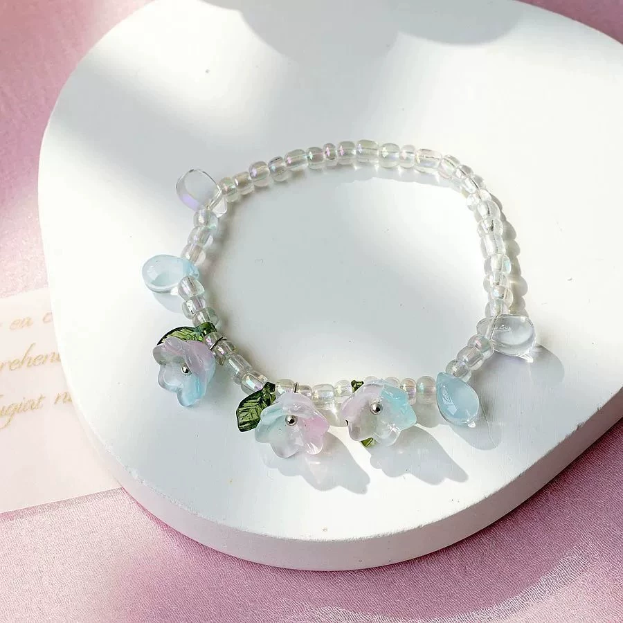 Бусинное браслет ручной работы, стиль Flower Light-Luxury, длина 17 см, разноцветные варианты (SL1–SL36)