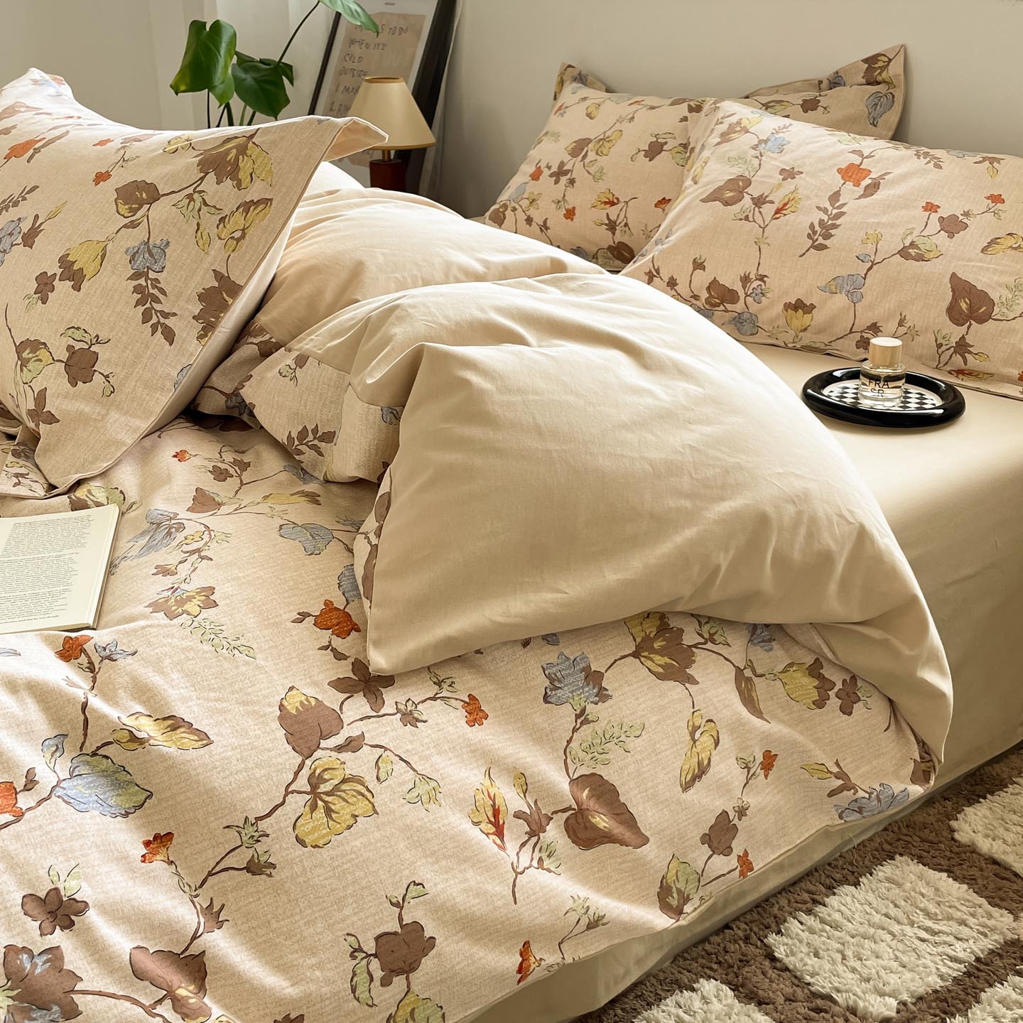 Algodón grueso de cuatro piezas, sábanas de algodón lavado con agua, dormitorios de estudiantes, tres piezas