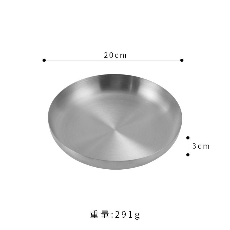 Plato de bocadillo de acero inoxidable barbacoa plana creativa con mango de oro comercial occidental postre plato redondo