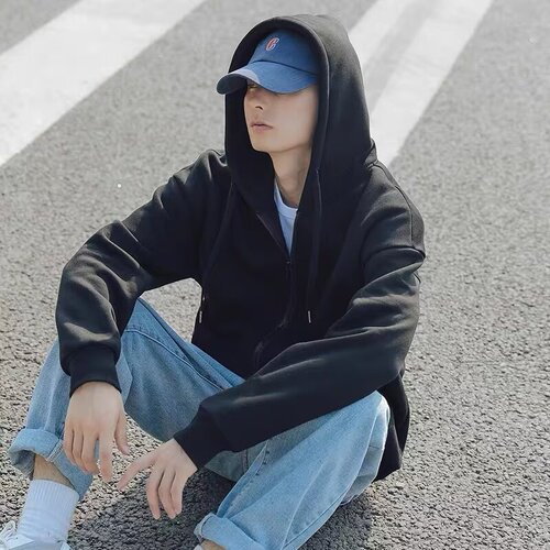 Stylish Men's Hooded Sweatshirt 2025 New Fashion Brand Zipper Sport Heavyweight Large Grey Jacket for Men