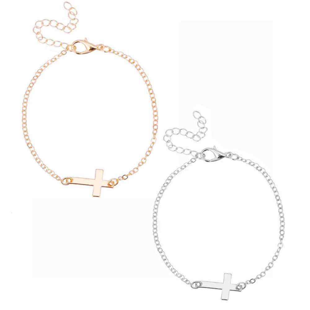 Bracciale con ciondolo a croce minimalista cavigliera donna lega_voghion.com