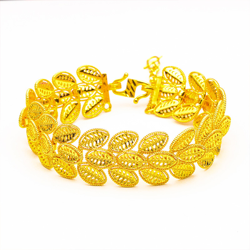 Bracciale unisex alla moda con foglia d'albero, bracciale a tesa larga con foglia_voghion.com