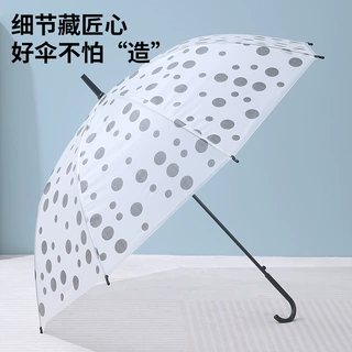 定制透明雨伞卡通小清新波点透明伞可爱糖果色磨砂塑料长柄雨伞