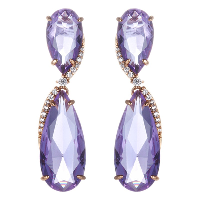 Xuping joyería transfronteriza Europa y América fría pendientes de ventana retro larga cena simple gota de agua pendientes de gemas artificiales