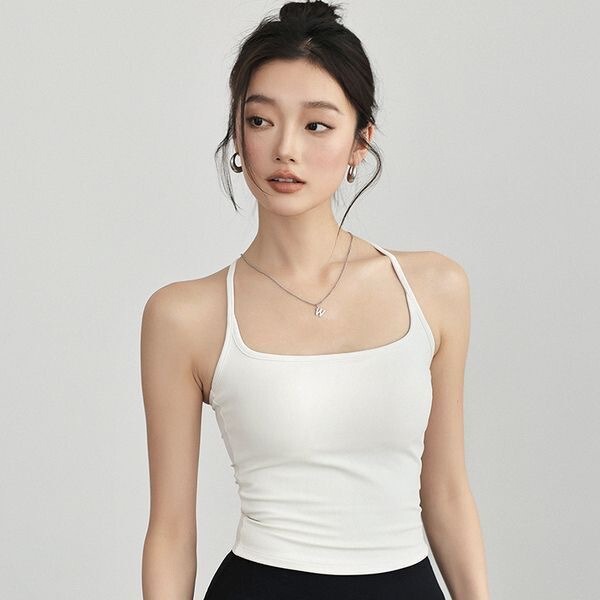 Spring and Summer Sports Sleeveless Vest with Chest Pad Tight Slimming Yoga Pula Fitness Speed Dry Breathable Top