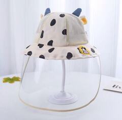 嬰兒防護帽春夏網眼透氣可拆卸面罩防護帽兒童防疫防飛沫漁夫帽