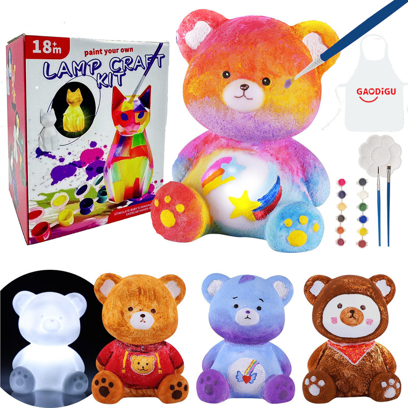 cross-border children painting diy bear lamp kit craft supplies art artwork painting 6-12 birthday gift