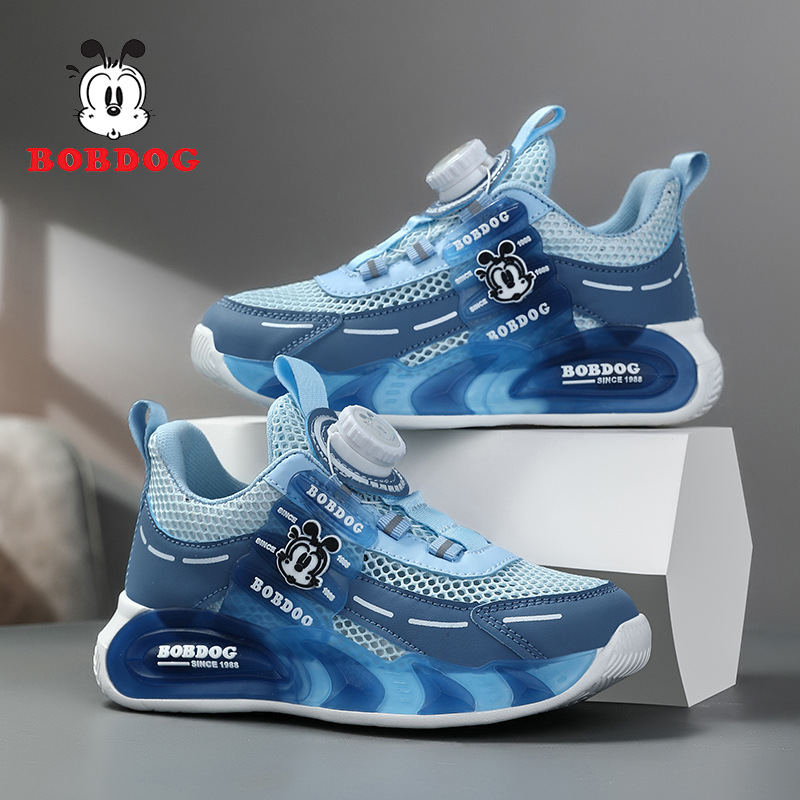 巴布豆男童鞋子夏季新款网面透气中大童旋转扣防滑运动跑步鞋