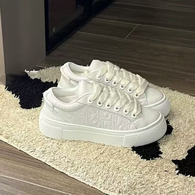 D Brand Height-Increasing B33 White Sneakers, Thick-Soled Versatile Women's Shoes, Trendy Fashion Sneakers, Lace-Up Genuine Leather Casual Sports Shoes D Brand Height-Increasing B33 White Sneakers, Thick-Soled Versatile Women's Shoes, Trendy Fashion Sneakers, Lace-Up Genuine Leather Casual Sports Shoes