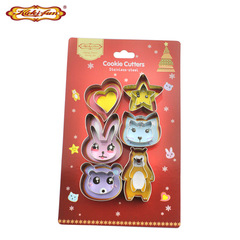 跨境專供 不鏽鋼動物12件套裝熊仔兔子貓形餅乾模DIY烘焙餅乾模具