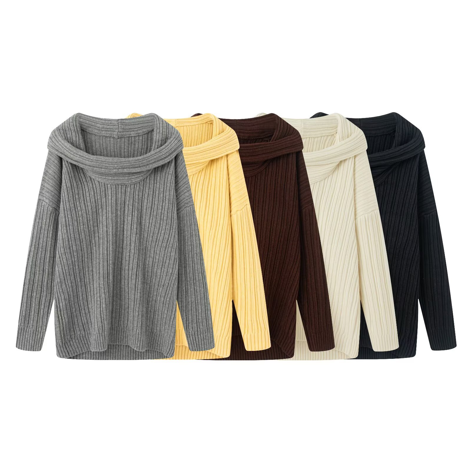 Cross-border women's clothing 2026 summer new style: high-end lazy style off-shoulder pure and sexy knitted pullover sweater