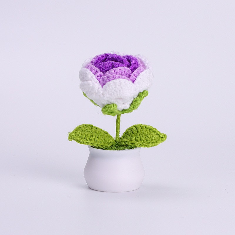Acabado tejido a mano lirio de los valles en macetas adornos para el hogar tejido de flores artificiales hilo de lana ramo de ganchillo regalo de flores falsas