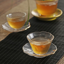 现代简约 耐热玻璃茶杯垫 杯托隔热手工水晶透明茶垫茶具配件茶道
