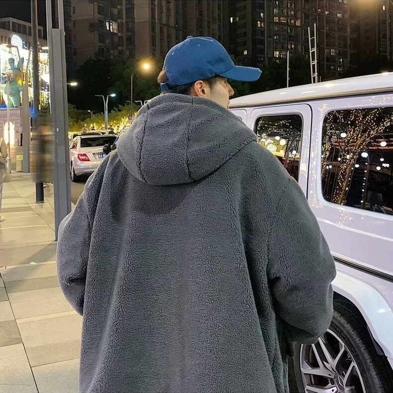 Abrigo acolchado de algodón de lana de cordero oscuro con capucha para niños invierno ins marca de moda retro ruan guapo abrigo de algodón acolchado abrigo casual abrigo cálido