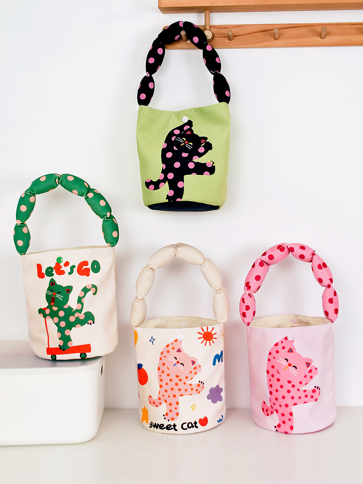 Otoño y invierno lleno de algodón correa de hombro bolsas de cubo de regalo de cumpleaños para niñas bolsas de regalo de jardín de infantes lindas bolsas de almuerzo