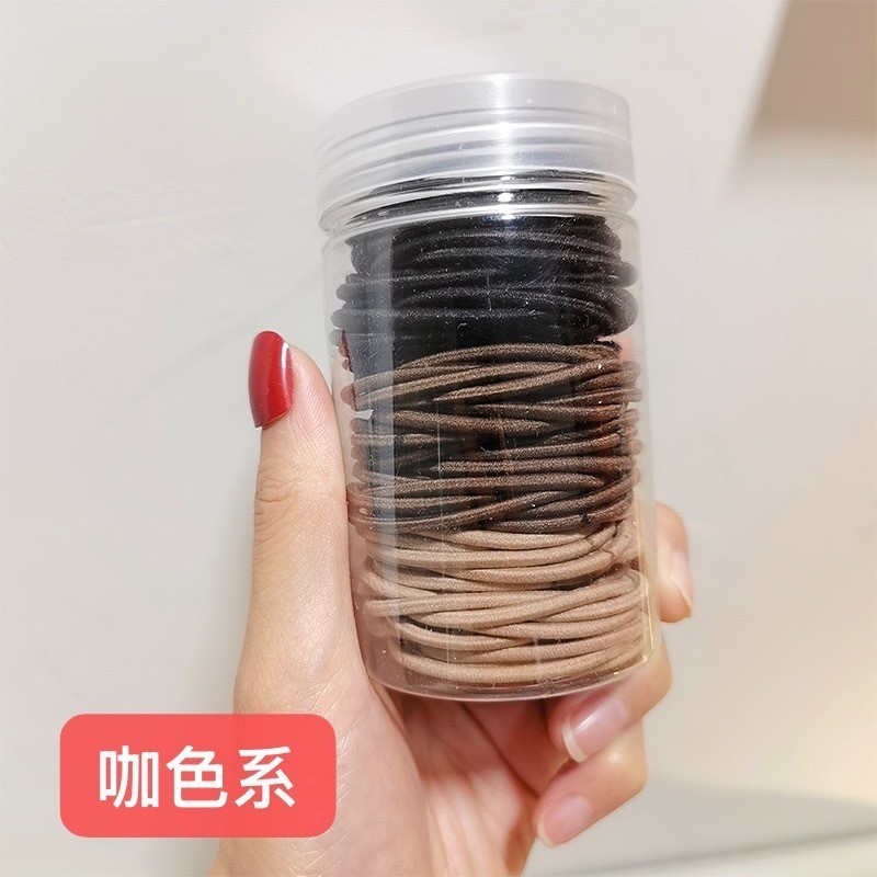 100根皮筋罐装基础发圈马卡龙皮筋ins风高颜值百搭橡皮筋扎头发绳|undefined
