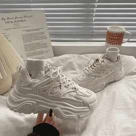 11新款2025春季女鞋厚底老爹鞋女百搭小白休闲运动鞋潮