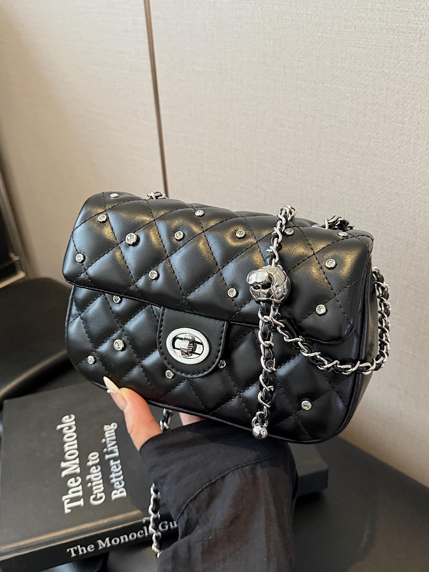 Bolso cuadrado pequeño de cadena de rombos de fragancia transfronteriza para mujer 2025 nuevo bolso de hombro de estilo occidental de todo fósforo bolso de mensajero de moda de moda