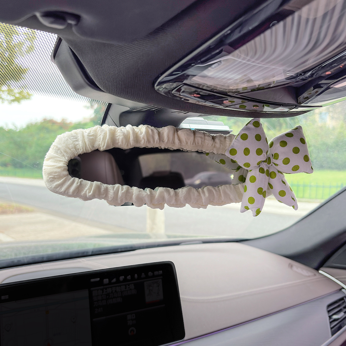 车内后视镜装饰套可爱蝴蝶结汽车倒车镜保护套创意网红车内饰品女